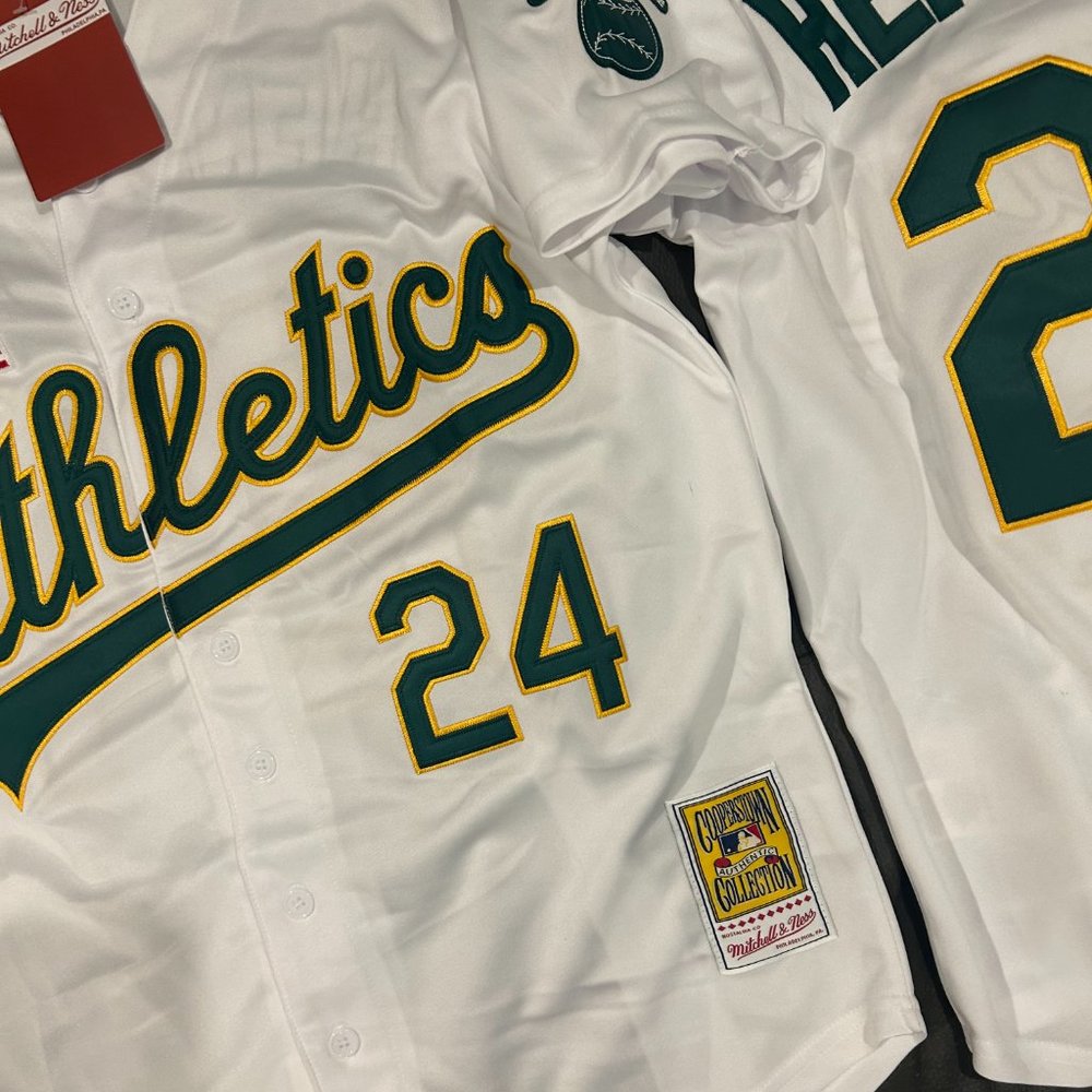 OAKLAND A's RICKEY HENDERSON Men's JERSEY M,L,XL,or 2XL By Mitchell & Ness NWT - Picture 6 of 8